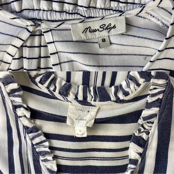 Women’s Romper Playsuit & Dress Bundle Blue & White Striped Tie Waist Size S 8 - Picture 3 of 12